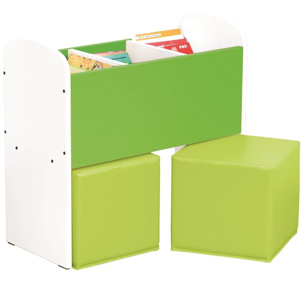 Bac à livres et poufs Confetti