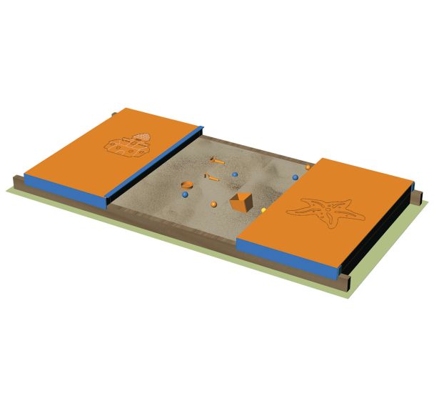 Bac à sable en bois avec couverture HDPE 2 x 2 m