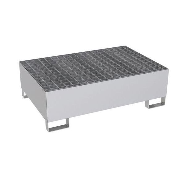 Bac de rétention inox - 2 futs - Caillebotis galvanisé