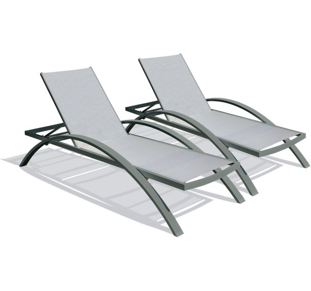 Bain de soleil en aluminium et toile plastifiée - Lot de 2 - DCB Garden