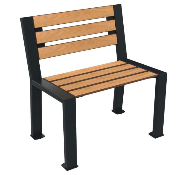 Banc BERLIN 1 place lames bois/métal gris 7016 - Buton Design