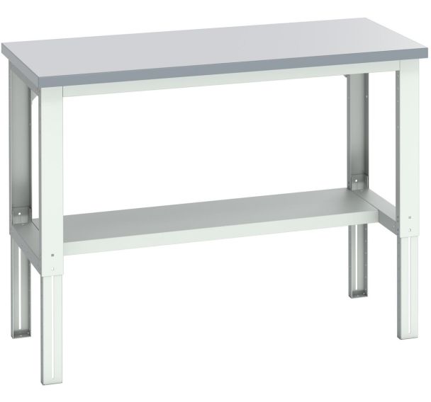Banc Cubio stratifié mi étagère-1500x750x740-1140mm-Bleu