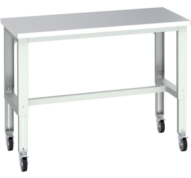 Banc Cubio sur roues inox-1500x750x840-1140mm-Bleu