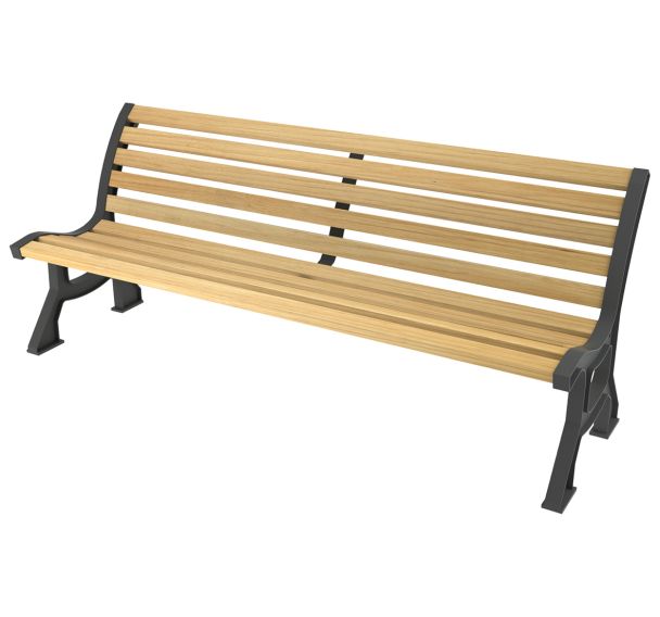 Banc PRAGUE 1.80 m fines lames robinier/fonte anthracite 7016