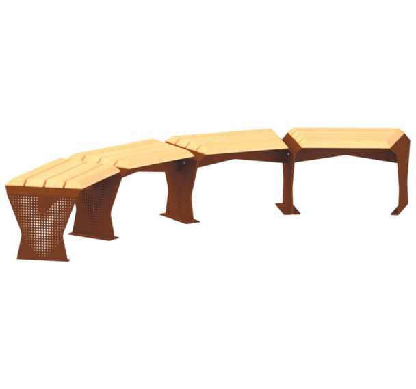 Banc Prism courbé 2,75 m robinier/acier - Tolerie Forezienne