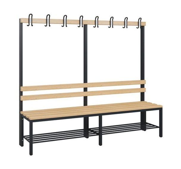 Banc bois - 4 à 8 patères - Simple face - Avec grille chaussures - CP