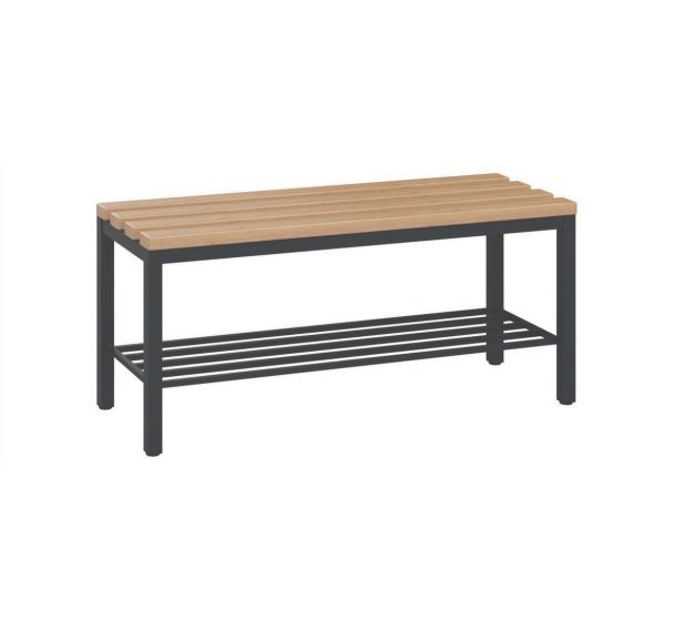 Banc vestiaire bois - avec grille chaussures - C+P