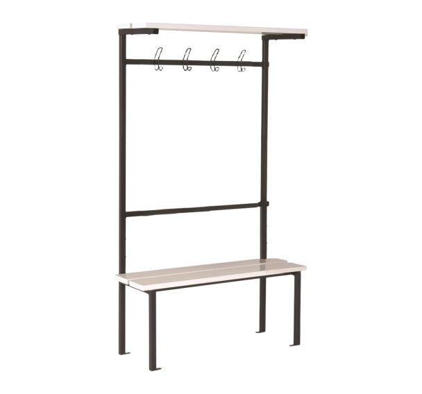 Banc vestiaire lattes PVC 1 ou 2 m 4 patères Simple face l'unité