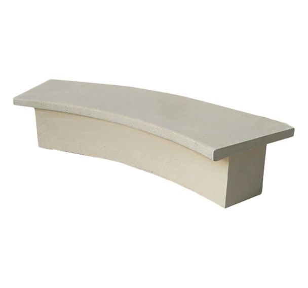 Banquette TRASSY courbée 1.92 m béton blanc sablé ton pierre