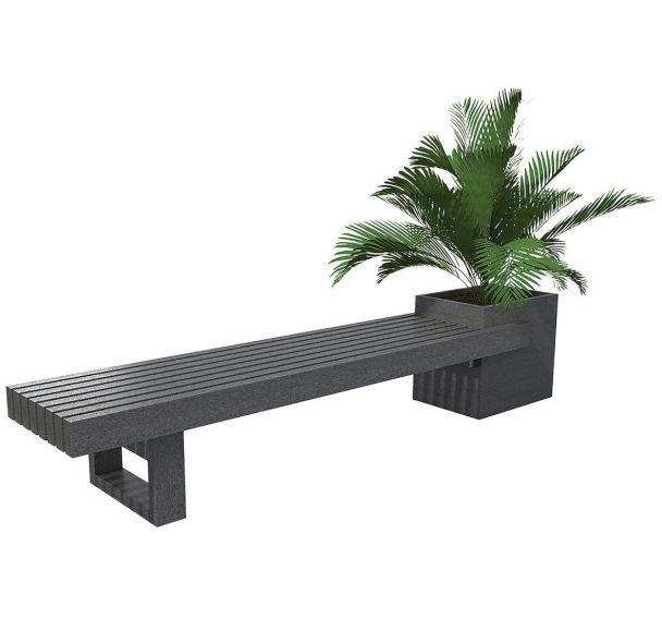 Banquette contemporaine jardinière plastique recyclé - Espace Urbain