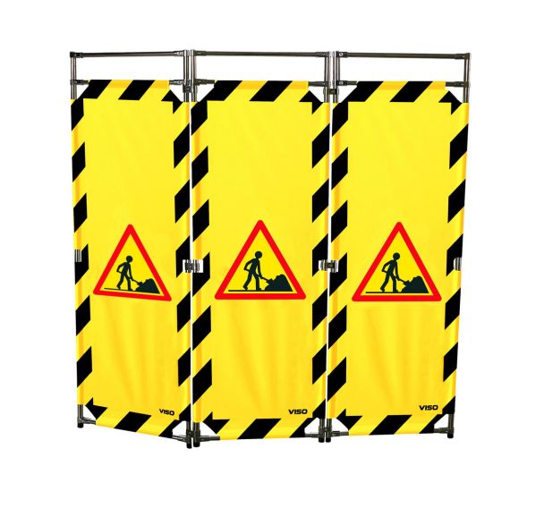 Barrière d'intervention Inox 1,80 m 3 vantaux logo danger - Viso