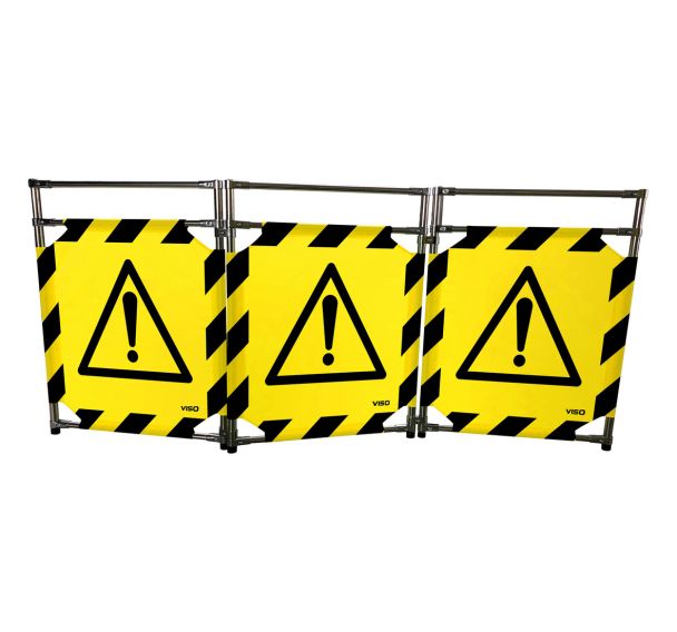 Barrière d'intervention Inox 3 vantaux logo danger noir - Viso