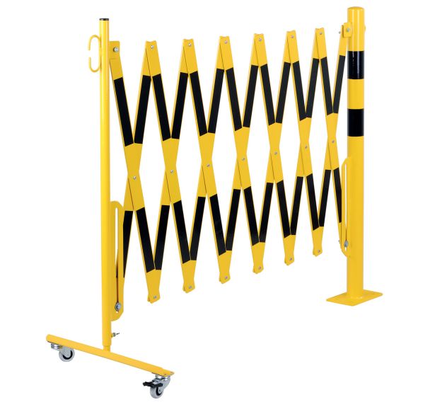 Barrière extensible sur roulettes avec poteau rond Ø 60 mm - Dancop