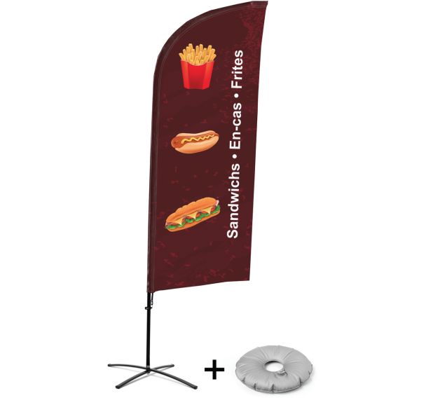 Beach flag avec pied en croix Snacks - Français - Showdown Displays