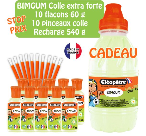 Biogum ensemble de 10 flacons 60 ml CLÉOPÂTRE avec applicateur + 1 flacon 570 g gratuit