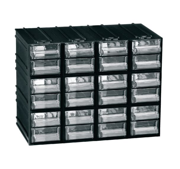 Bloc-tiroirs Modèle 22,5x13,3x16,9 Nb de tiroirs: 24 Transparent