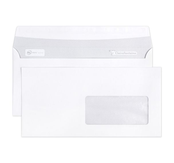 Boite 500 enveloppes auto.adh 110x220 fen45x100 90g