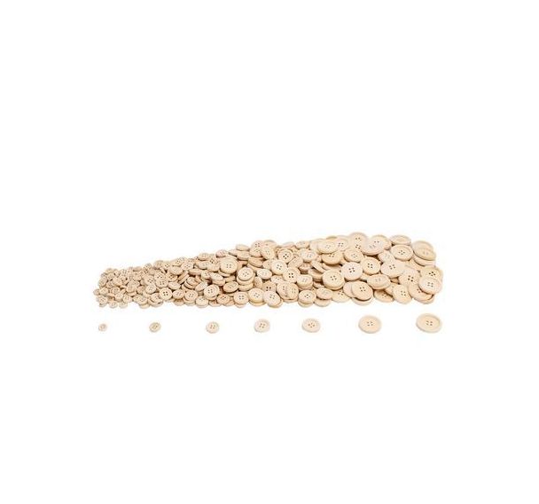 Boite de 380 boutons en bois Ø 10 à 25 mm