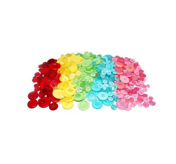 Boite de 400 boutons en résine colorés Ø 9 à 28 mm
