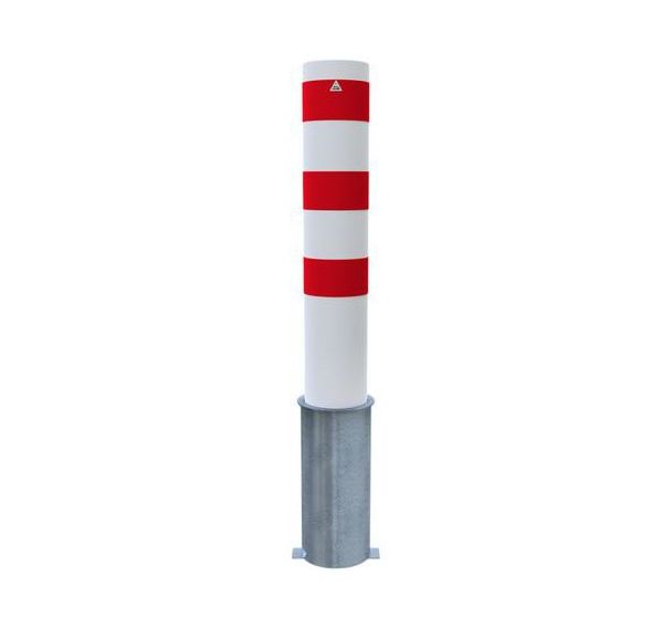 Borne en tube acier amovible sans verrou - Blanc/Rouge