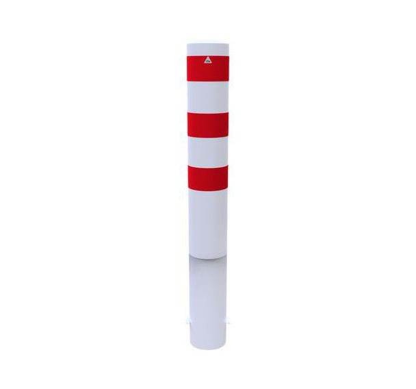 Borne stationnaire à bétonner capuchon d'soudé - Blanc/Rouge - Schake