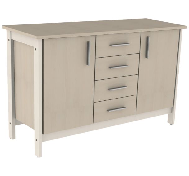Buffet Swing 2 portes 4 tiroirs mélaminé sans serrures - Mobidecor