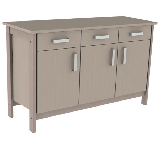 Buffet Swing 3 portes 3 tiroirs mélaminé sans serrures - Mobidecor