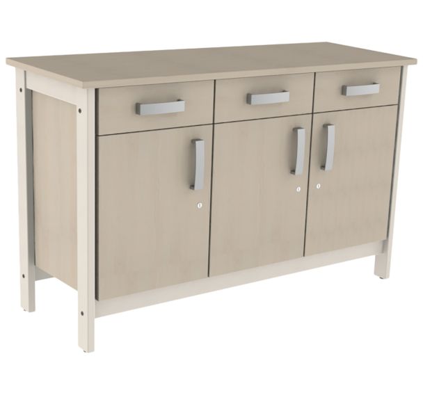 Buffet Swing 3 portes 3 tiroirs mélaminé serrures - Mobidecor