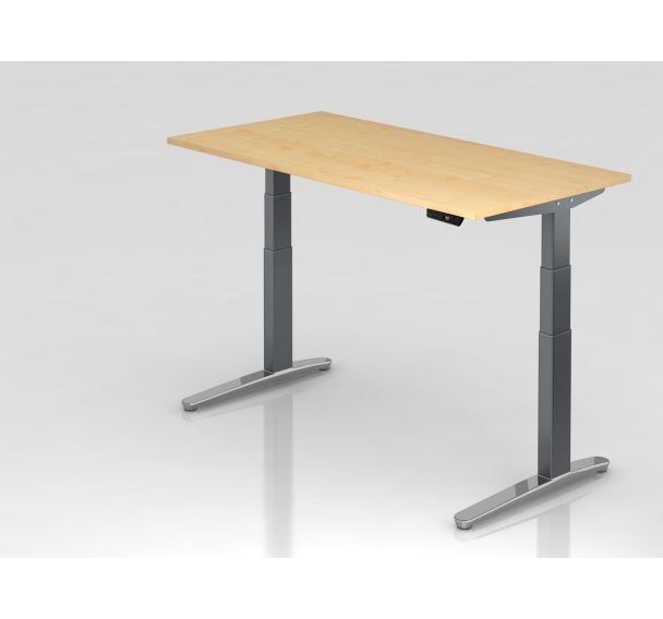 Bureau assis-debout pied aluminium XBHM - 160x80 cm - Hammerbacher