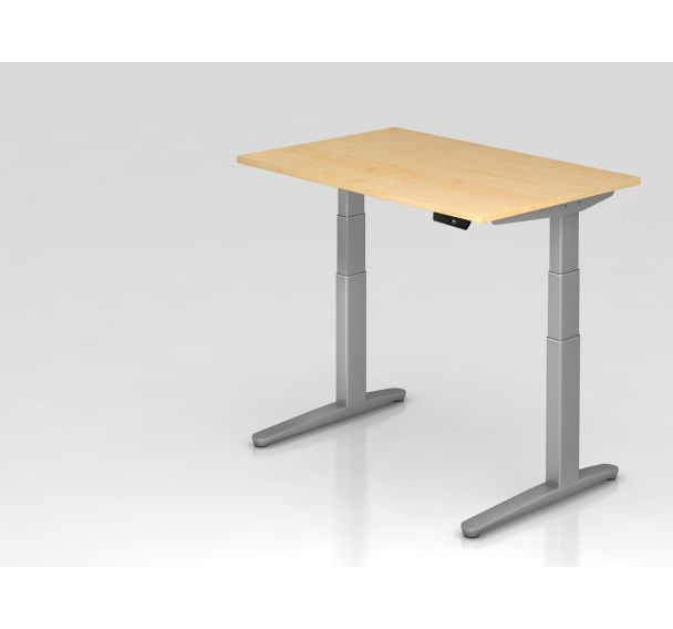 Bureau assis-debout pied argent série XBHM - 120x80 cm - Hammerbacher