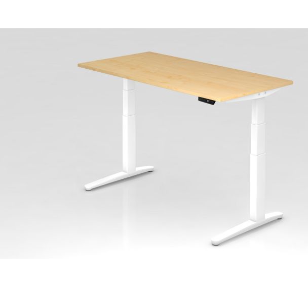 Bureau assis-debout pied blanc série XBHM-160x80 cm - Hammerbacher