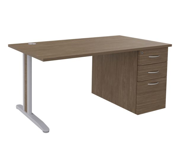 Bureau droit Quatuor sur caisson porteur pied métal - Manutan Expert