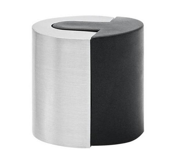 Butée cylindrique 40x40mm zamak brossé et caoutchouc noir