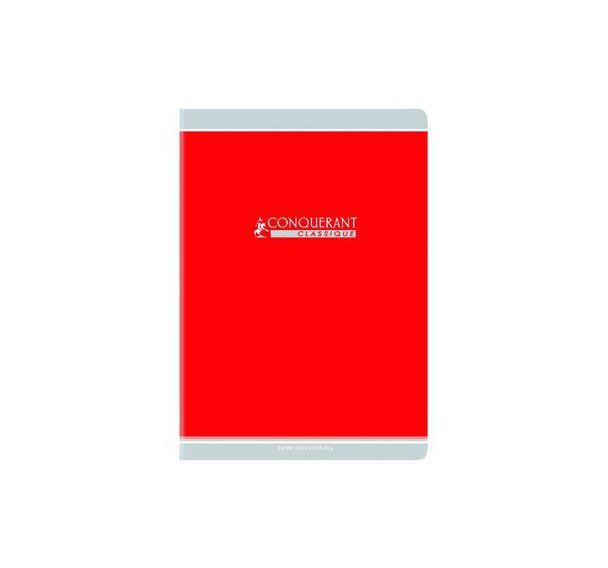 CONQUERANT Cahier Classique A4 Grands Carreaux Seyès 96 Pages Agrafées Couverture Carte Recyclée Coloris Assortis