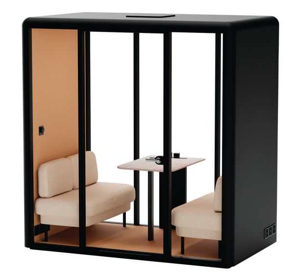 Cabine acoustique ESSEN table canapés beige personnes - Mirplay School