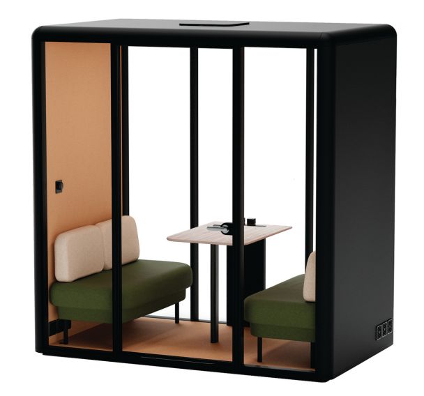 Cabine acoustique table/canapés vert/beige personnes - Mirplay School