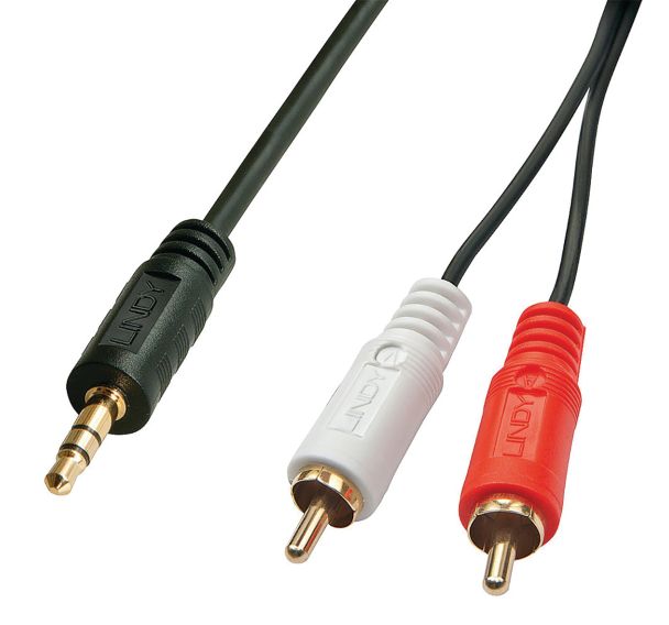Câble audio premium 2xRCA mâle jack 3,5 mm mâle 5m - Lindy