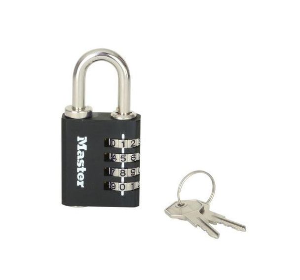 Cadenas à combinaison et clé de secours s'entrouvant