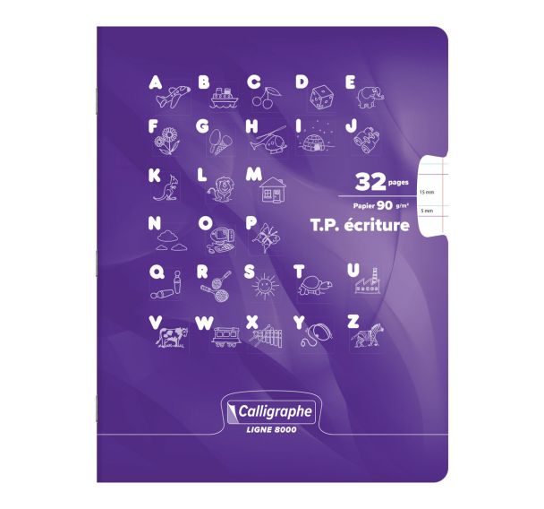 Cahier maternelle 17x22 cm 32 pages 90g 1 feuille unie, 1 feuille lignée 5mm