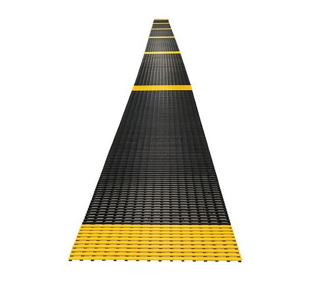 Caillebotis souple Crossgrip Line - marquage alterné noir/jaune - En rouleau - Plastex