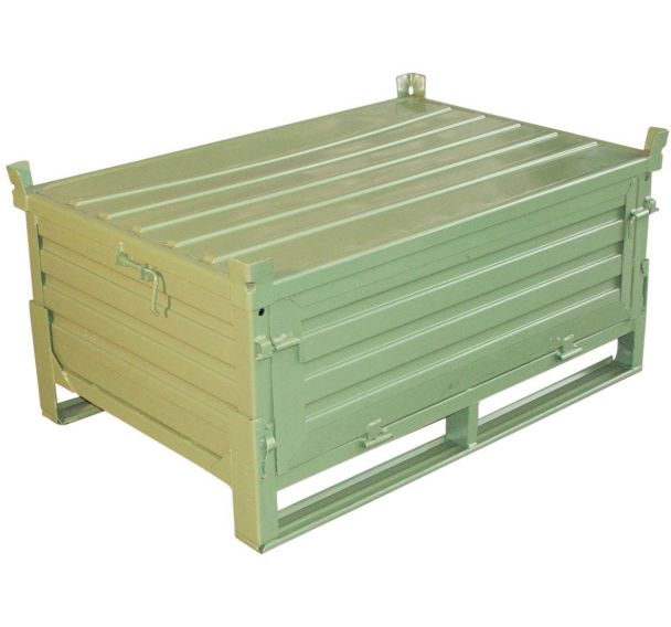 Caisse-palette pliable - Paroi pleine avec couvercle - Manutan Expert