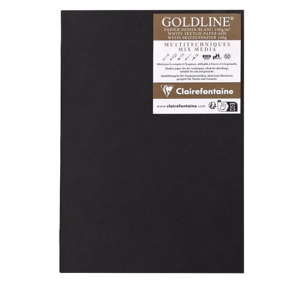 Carnet Piqué Goldline 140g papier blanc - Clairefontaine