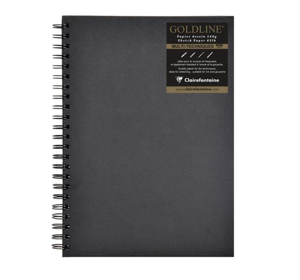Carnet Spiralé Goldline 140g papier ivoire portrait - Clairefontaine