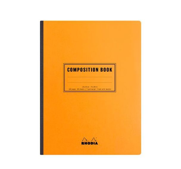 Carnet dos toilé composition book orange 19x25cm ligné+marge