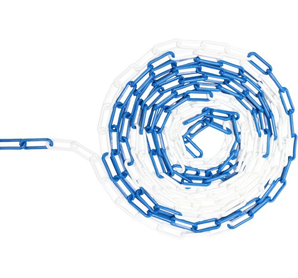 Chaîne plastique en sac - Bleu/blanc - 25 m - ø 8mm