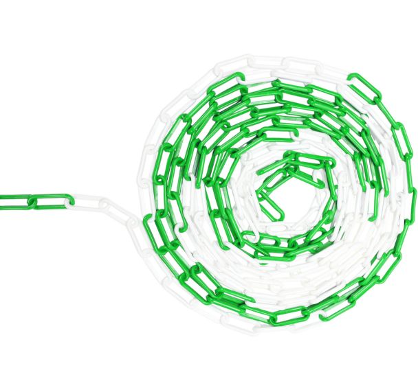 Chaîne plastique en sac - Vert/blanc - 25 m - ø 8mm