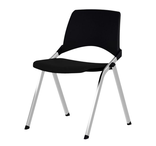 Chaise 4 pieds fixes avec assise tapissée noire