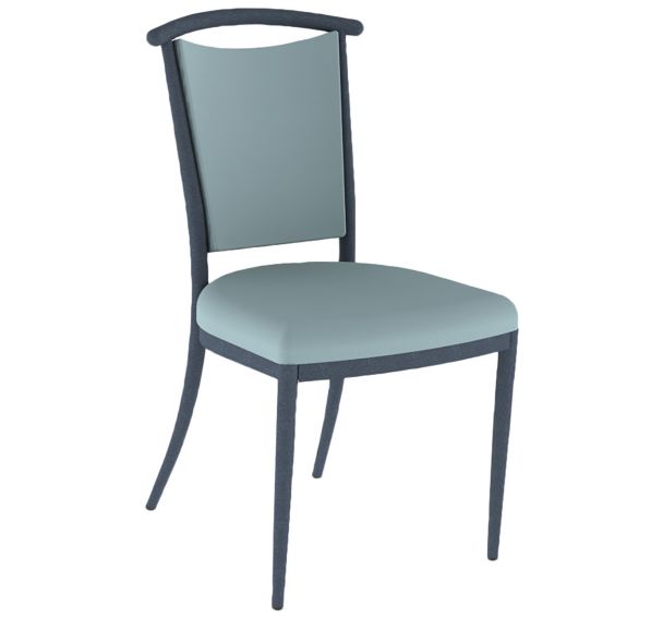 Chaise 550 alu assise/dossier mousse tissu ginkgo 4 pieds - Mobidecor