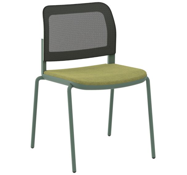 Chaise Adio dos. résille assise tissu non feu 4 pieds - Sokoa