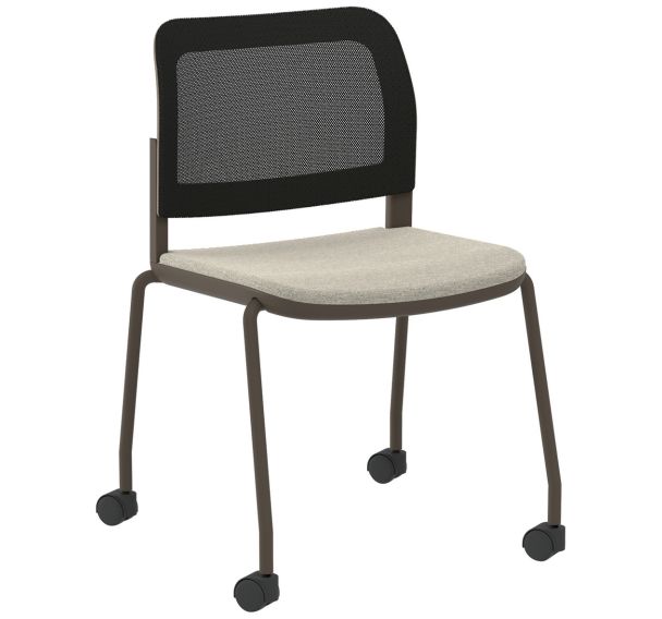 Chaise Adio dos. résille assise tissu non feu 4 roulettes - Sokoa